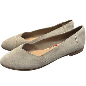 Toms Desert Taupe Julie Suede Almond-Toe Flat Size 6.5 Casual Boho Office Career